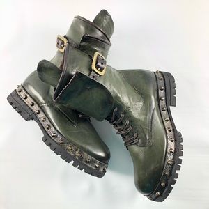 A..S. 98 green biker studded biker boot